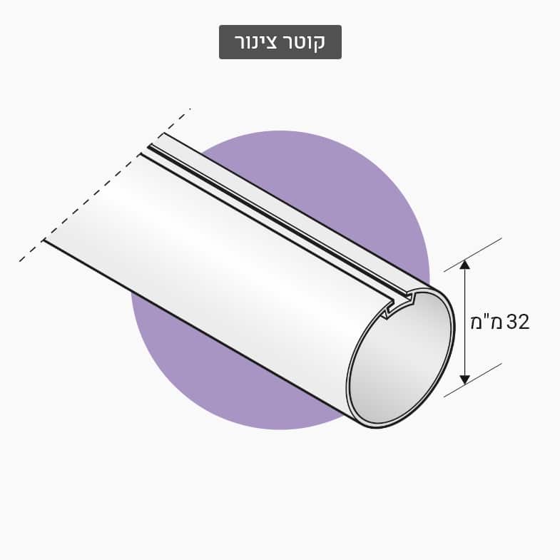 וילון גלילה- קוטר צינור